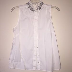 JCrew white jewel embellished buttonup size 4